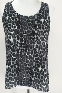Express Animal Print Split Back Tank Top Black